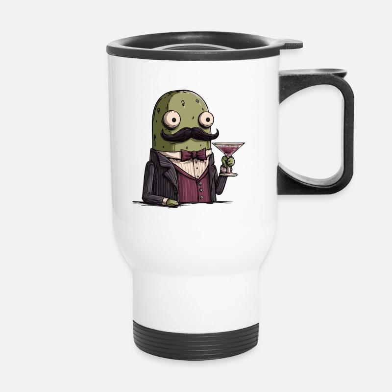 Mafia Pickle | Funny Mobster Vegetable - Thermal mug with handle - white