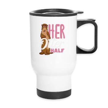 Seeotter Cartoon Ihr Otter Halb - Thermobecher mit Tragegriff - Weiß - Vorne