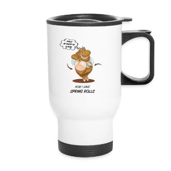 Finally! My winter fat is gone – Humor Shirt - Thermobecher mit Tragegriff - Weiß - Vorne