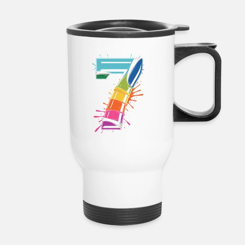 Rainbow7 Splash Design - Tasse isotherme avec poignée - blanc
