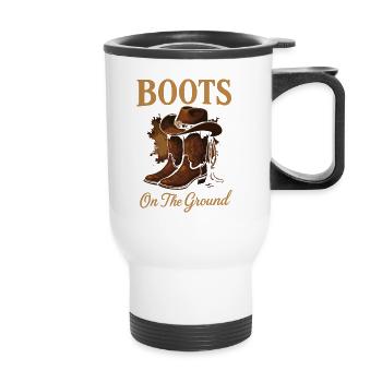 Boots On The Ground Cowboy Style - Thermobecher mit Tragegriff - Weiß - Vorne