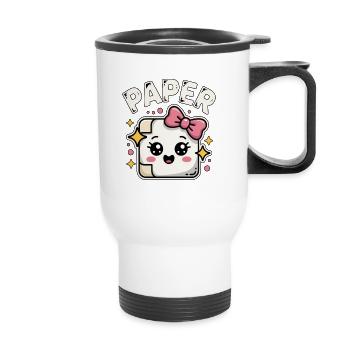 Scissors Stone Paper Kawaii Paper - Thermal mug with handle - white - Front