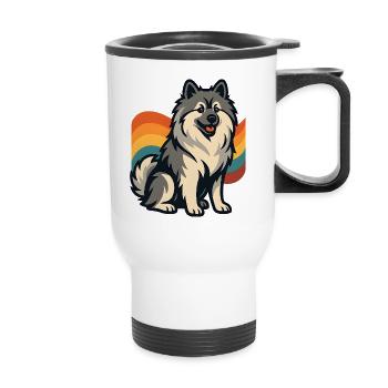 German Spitz Dog in Rainbow Background - Thermal mug with handle - white - Front