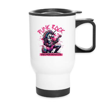 Licorne de rébellion punk rock - Tasse isotherme avec poignée - blanc - Devant