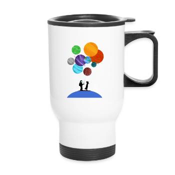 Astronaut Holding Planet Balloons Cosmic Journey T - Thermal mug with handle - white - Front