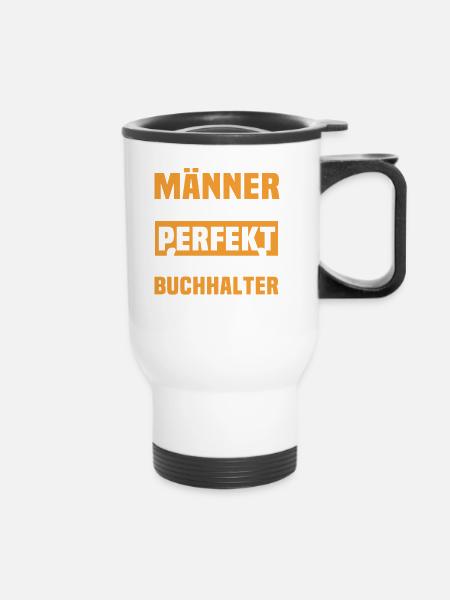 Lustige Buchhalter Sprüche - Thermobecher mit Tragegriff - Weiß