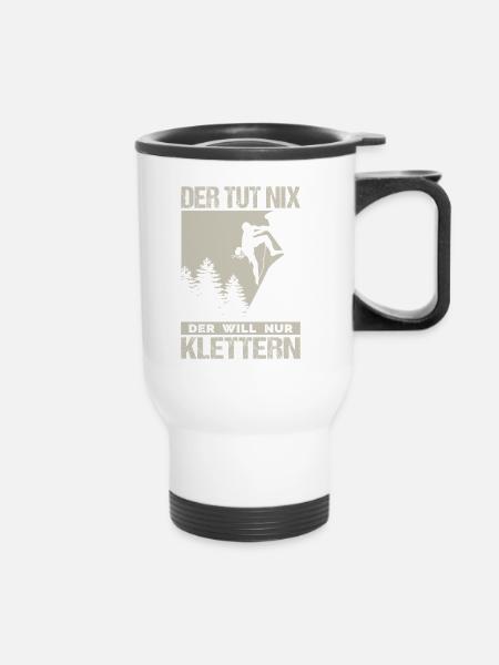 Bouldern Geschenke Klettern Kletterer Boulderer - Thermobecher mit Tragegriff - Weiß