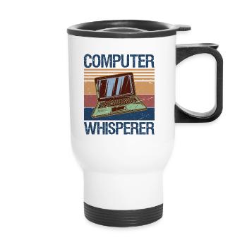 Computer Whisperer Shirt IT Tech Support Nerds - Thermal mug with handle - white - Front
