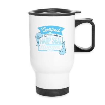 Sattelrobbe Robben Certified Harp Seal Hugger - Thermal mug with handle - white - Front