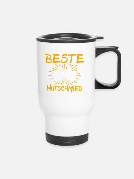 Hufschmied Geschenkidee - Thermobecher mit Tragegriff - Weiß