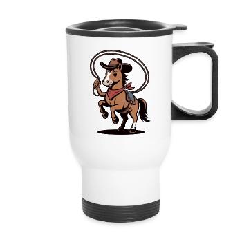 Dessin animé western Lasso Pony - Tasse isotherme avec poignée - blanc - Devant