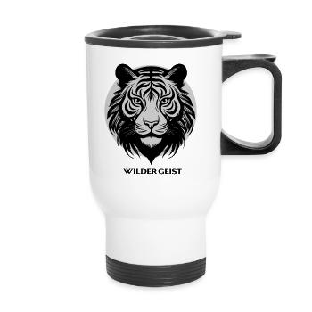 Tiger face in circle design - Thermal mug with handle - white - Front