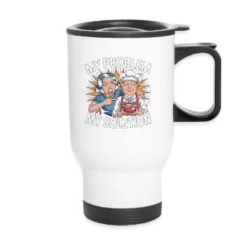 Ramen : mon problème : mon pictogramme, papa, maman, bol de nouilles - Tasse isotherme avec poignée - blanc - Devant