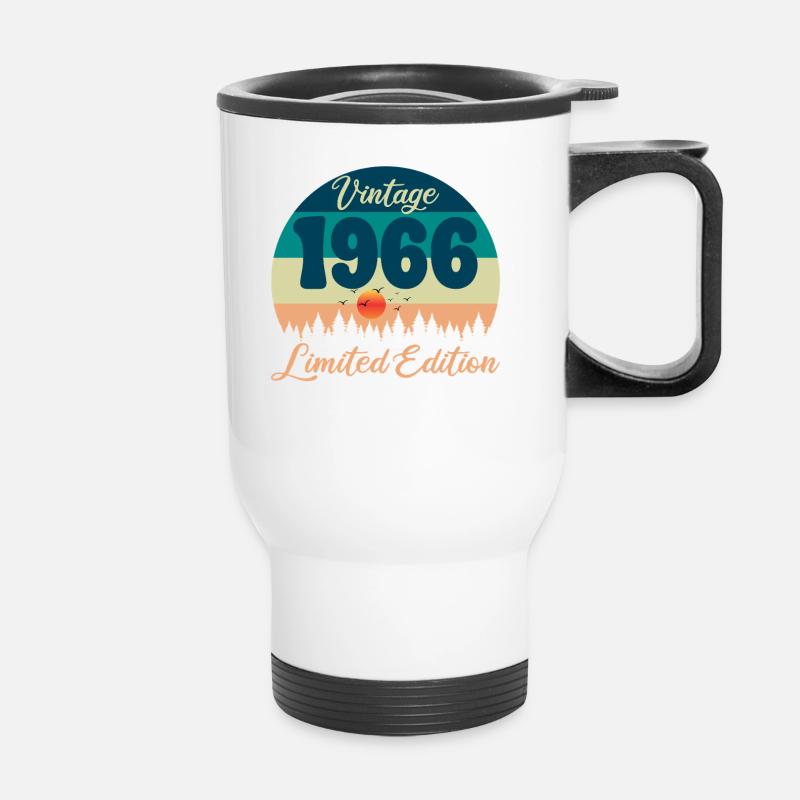 60th Birthday 60 Years 1966 Retro Vintage Gift - Thermal mug with handle - white