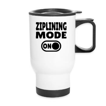 Ziplining Mode ON – Adrenalin an der Zipline - Thermobecher mit Tragegriff - Weiß - Vorne