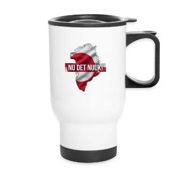Greenland Map Flag Nuuk Capital Slogan Design - Thermal mug with handle - white - Front