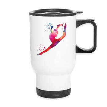 Gymnast with clubs rhythmic gymnastics - Thermal mug with handle - white - Front