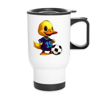 Entchen Fussball - Thermobecher mit Tragegriff - Weiß - Vorne