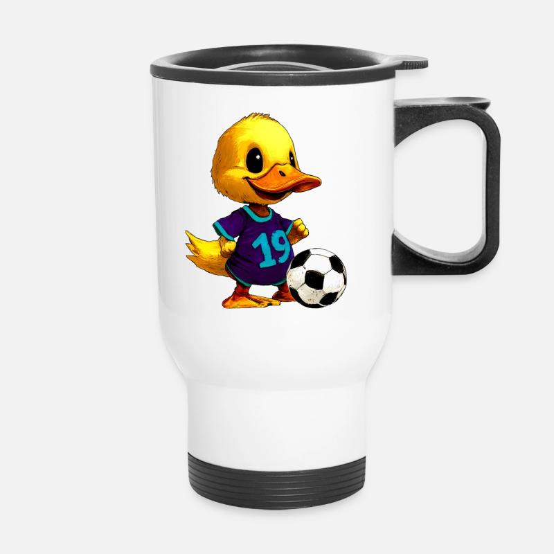 Entchen Fussball - Thermobecher mit Tragegriff - Weiß