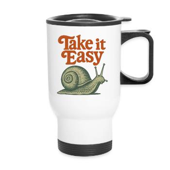 Take It Calm, Snail Rétro - Tasse isotherme avec poignée - blanc - Devant