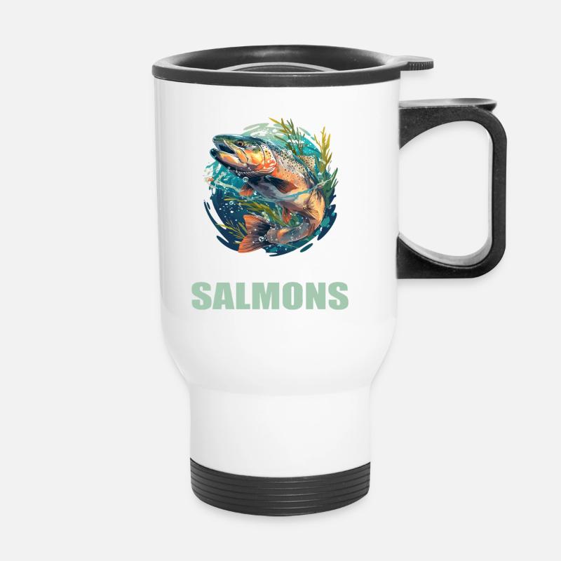 Lachse Lachs - Thermobecher mit Tragegriff - Weiß