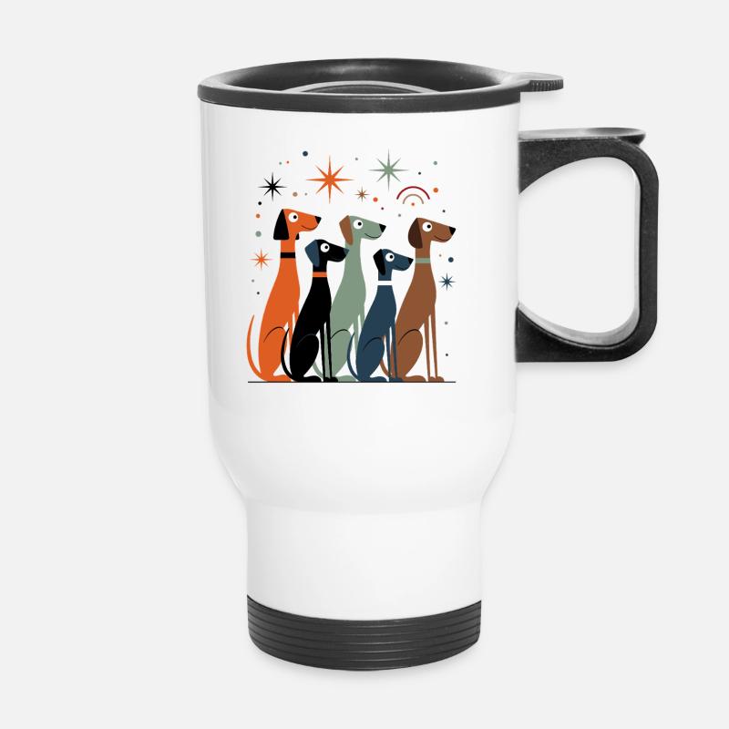 Atomic Age Retro Hunde 50er 60er Mid-Century - Thermobecher mit Tragegriff - Weiß