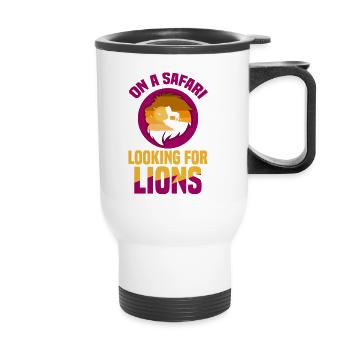 Safari Afrique Savane de la faune du Serengeti Lion - Tasse isotherme avec poignée - blanc - Devant