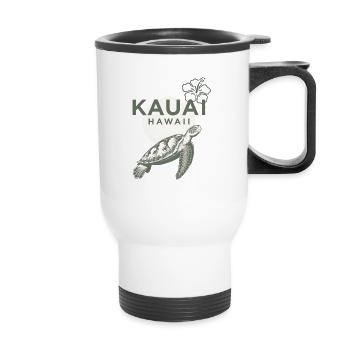 Kauai Hawaii Schildkröte Hibiskus - Thermobecher mit Tragegriff - Weiß - Vorne