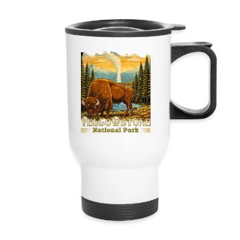 Yellowstone National Park Buffalo Camping - Thermal mug with handle - white - Front