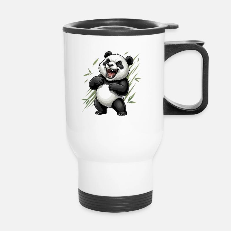 Laughing panda in bamboo panorama - Thermal mug with handle - white