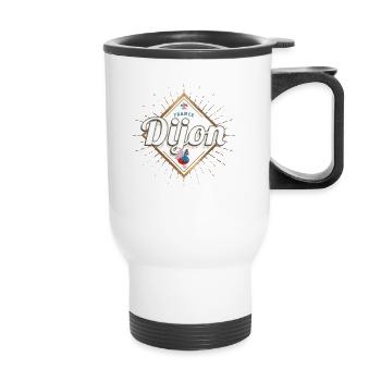 Dijon Stadt Burgund Frankreich Retro Hahn Souvenir - Thermobecher mit Tragegriff - Weiß - Vorne