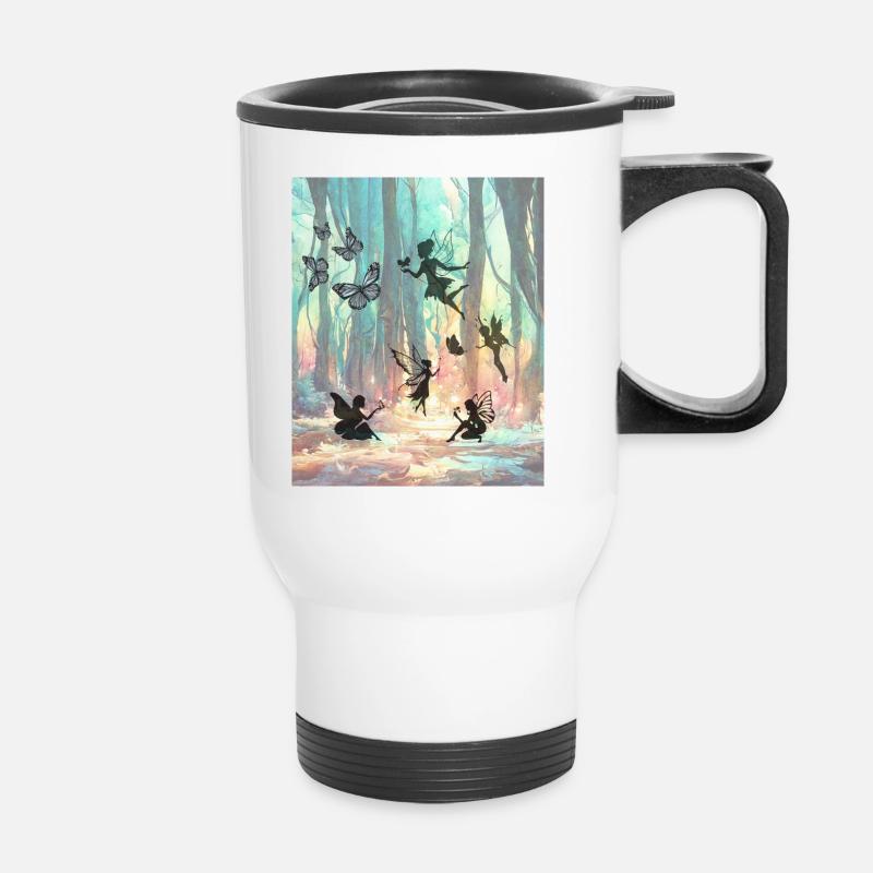 Rainbow Fairy Forest - Thermal mug with handle - white
