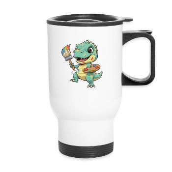 DinoArtist with Color Palette - Thermal mug with handle - white - Front