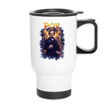 Edgar Allan Poe Porträt - Thermobecher mit Tragegriff - Weiß - Vorne