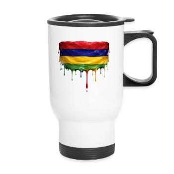 Mauritius Flag Drop Art - Thermal mug with handle - white - Front