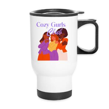 Cozy Girls Club Warm Aesthetic Girl Power - Thermobecher mit Tragegriff - Weiß - Vorne