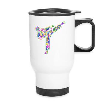 Taekwondo Arts martiaux Karaté Colorés pour enfants - Tasse isotherme avec poignée - blanc - Devant
