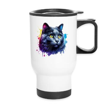 Motif du chat bleu russe - Tasse isotherme avec poignée - blanc - Devant