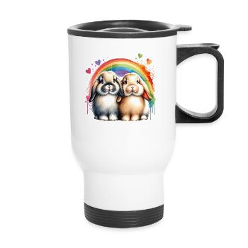 Don du Lapin Bélier Nain - Tasse isotherme avec poignée - blanc - Devant