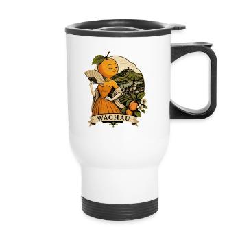 Wachau Marille Vintage Reiseliebe - Thermobecher mit Tragegriff - Weiß - Vorne