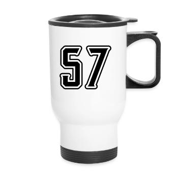 Symbole numérique 57 - Tasse isotherme avec poignée - blanc - Devant