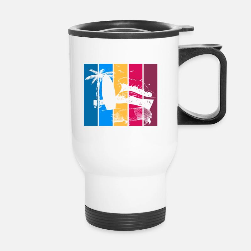 Pig Surfboard Surfboard Surfer Beach - Thermal mug with handle - white
