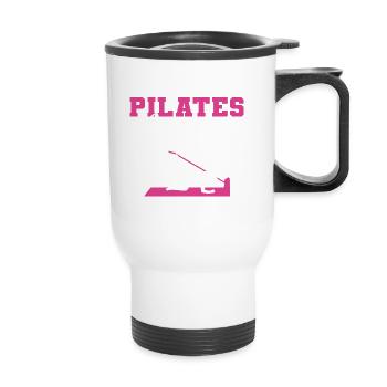 Pilates Haltung Buddhist Geschenk - Thermobecher mit Tragegriff - Weiß - Vorne
