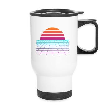 Synthwave Sunset. Peintre Poison - Tasse isotherme avec poignée - blanc - Devant