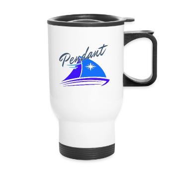 Pendant on board sailor skipper sailingboat sail - Thermal mug with handle - white - Front