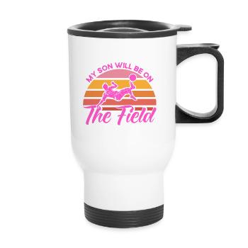 Sportfan Fußball Mama Fußball Geschenk - Thermobecher mit Tragegriff - Weiß - Vorne
