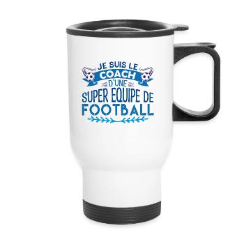 coach Football Cadeau Entraîneur Football - Tasse isotherme avec poignée - blanc - Devant
