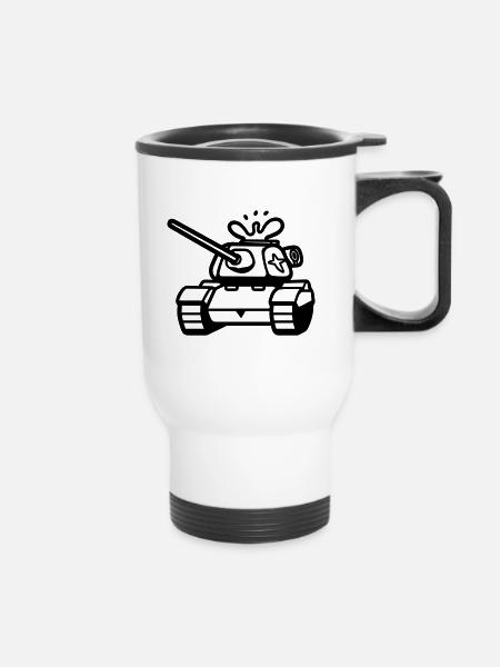 Panzer - Thermobecher mit Tragegriff - Weiß