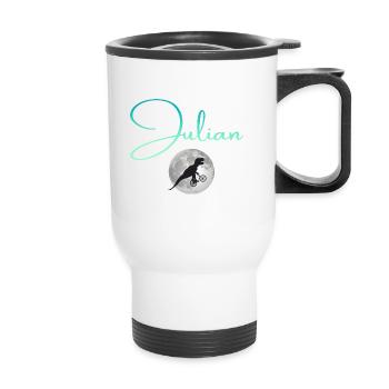JULIAN - Beautiful boy name with dinosaur - Thermal mug with handle - white - Front