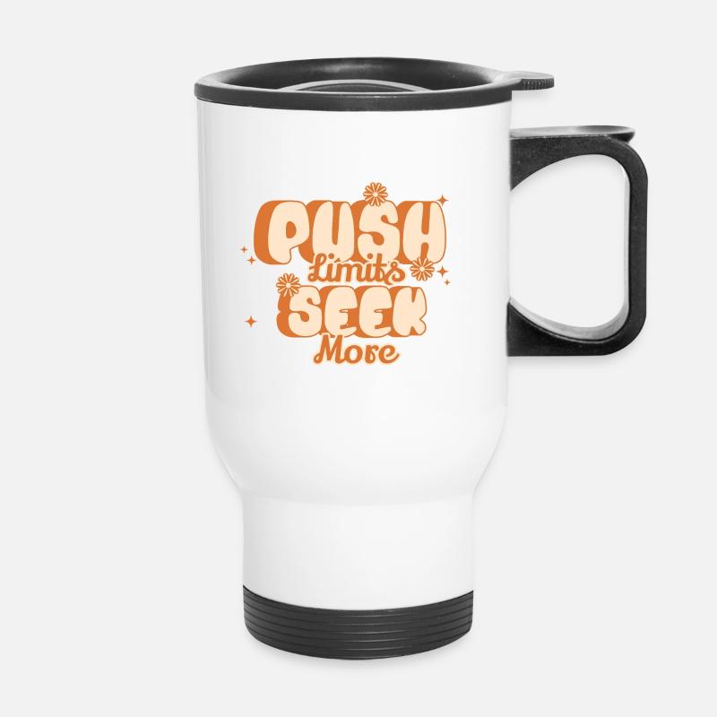Pushing boundaries, achieving more - Thermal mug with handle - white